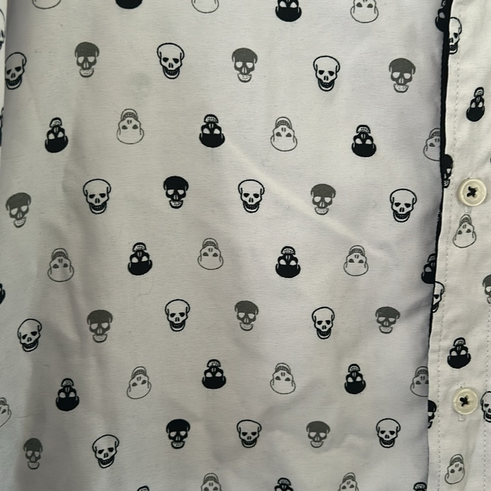 International Report Skull Print Short Sleeve Button Up Shirt Size XL - Picture 3 of 7